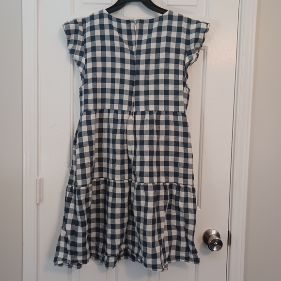 Goodthreads Linen Checked Flutter Sleeve Peasant Dress Sz L / - Picture 3 of 3
